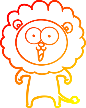 Bir insan tarafından çizilmiş mutlu çizgi film aslanının sıcak çizgi çizimi