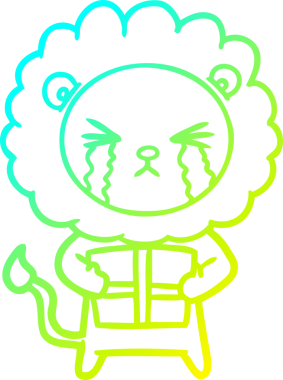 Bir insan tarafından çizilmiş, ağlayan bir aslanın soğuk çizgi çizimi.