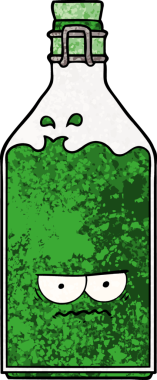 Bir insan tarafından çizilmiş eski bir şişe.