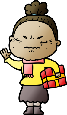 Çizgi film bir insan tarafından çizilmiş yaşlı bir kadın tarafından rahatsız edildi.