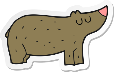 Bir insan tarafından çizilmiş çizgi film ayısının çıkartması.