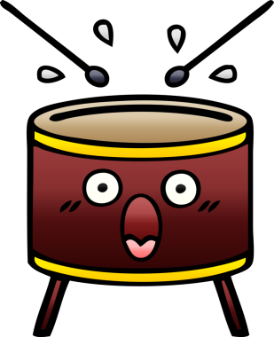 Bir insan tarafından çizilen davulun gölgelenmiş karikatürü