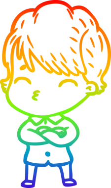 Gökkuşağı gradyan çizgi çizimi Bir insan tarafından çizilmiş bir çizgi kadın