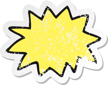 Bir insanın çizdiği karikatür patlamasının gerilimli retro çıkartması.