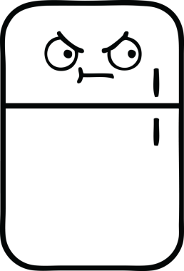 Bir insan tarafından çizilmiş bir buzdolabı karikatürü.