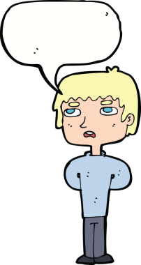 Bir insan tarafından çizilmiş konuşma balonu olan mutsuz bir adam çizgi filmi.