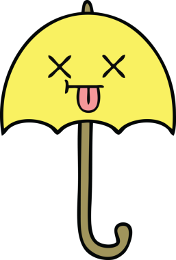 Bir insan tarafından çizilmiş şirin şemsiye karikatürü.