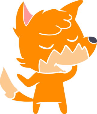 Bir insan tarafından çizilmiş düz renkli tilki çizimi.