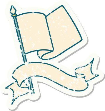 Bir insan tarafından çizilmiş bayrağın bayrağını taşıyan eski bir etiket.