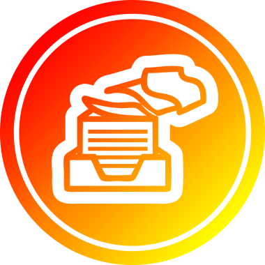 Ofis kağıdı bir insan tarafından çizilen sıcak gradyan bitiş ile dairesel simge yığın