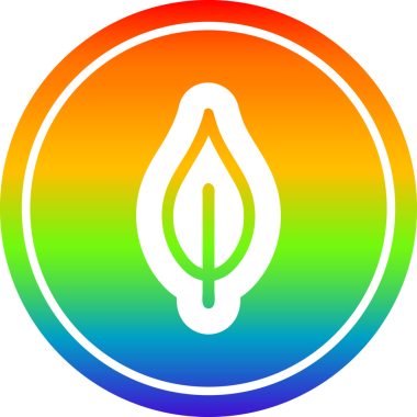 Gökkuşağı gradyan bir insan tarafından çizilmiş doğal yaprak dairesel simgesi