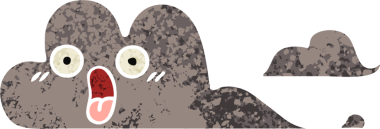 Bir insan tarafından çizilmiş bir fırtına bulutunun retro çizim tarzı karikatürü