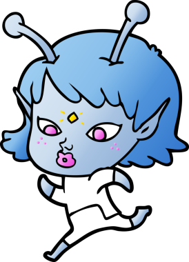 Bir insan tarafından çizilmiş güzel uzaylı kız.