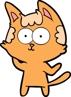 Bir insan tarafından çizilmiş mutlu çizgi film kedisi.