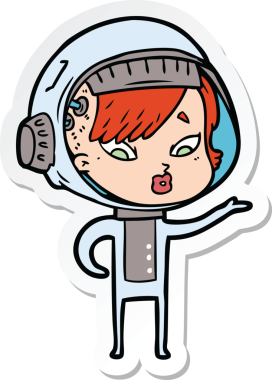 Bir insan tarafından çizilmiş astronot bir kadının çıkartması.