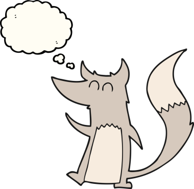 Serbest çizim düşünce balonu çizgi filmi küçük kurt bir insan tarafından çizilmiş.