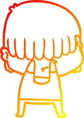 Bir insan tarafından çizilmiş dağınık saçlı bir çizgi film çocuğunun sıcak çizgi çizimi.