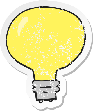 Bir insan tarafından çizilmiş bir karikatür ampulünün gerilimli yapıştırması.