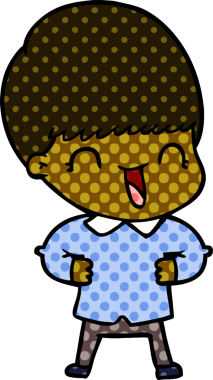 Bir insan tarafından çizilmiş mutlu çizgi film çocuğu.