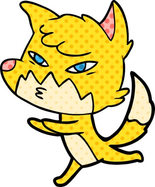 Bir insan tarafından çizilmiş akıllı çizgi film tilkisi.