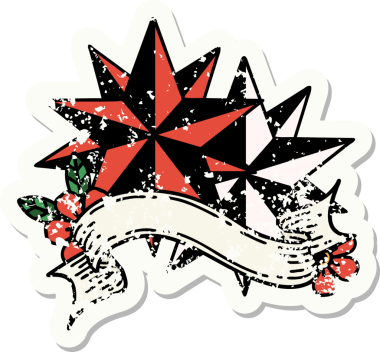 Bir insan tarafından çizilmiş yıIdızların sancağı olan eski bir etiket.