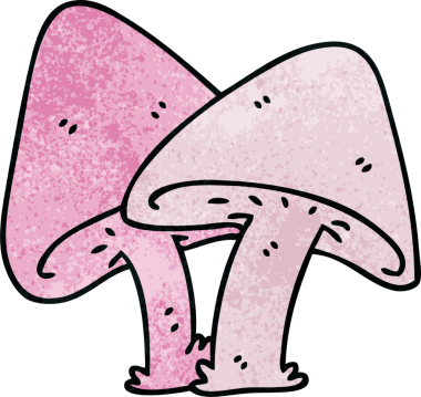 Bir insan tarafından çizilmiş tuhaf mantarlar.