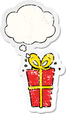 Düşünce baloncuğuyla paketlenmiş bir çizgi film insan tarafından çizilmiş yıpranmış bir çıkartma gibi.