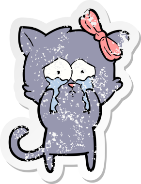 Bir insan tarafından çizilmiş karikatür bir kedinin sıkıntılı çıkartması.