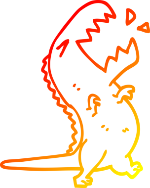 Bir insan tarafından çizilen kükreyen bir çizgi filmin sıcak gradyan çizimi