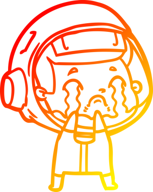 Bir insan tarafından çizilmiş, ağlayan bir astronotun sıcak çizgi çizimi