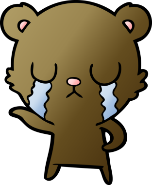 Bir insan tarafından çizilmiş ağlayan çizgi film ayısı.