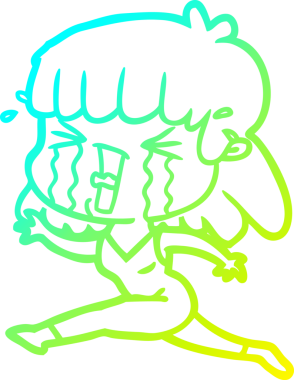 Bir insan tarafından çizilmiş göz yaşları içinde bir çizgi film kadını çizimi.