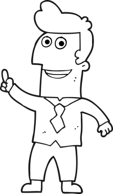 Bir insan tarafından çizilmiş siyah beyaz karikatür işadamı.