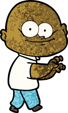 Bir insan tarafından çizilmiş kel bir adam.