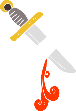 Bir insan tarafından çizilmiş dövme bıçağı sembolünün düz renk çizimi