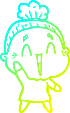 Bir insan tarafından çizilmiş, mutlu, yaşlı bir kadının çizdiği soğuk çizgi.