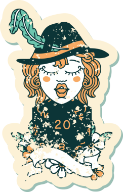 Bir insan tarafından çizilmiş 20 zarlı Retro Dövme Tarzı insan ozanı