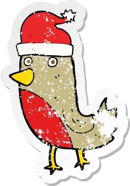 Bir insan tarafından çizilmiş bir karikatürün gerilimli retro etiketi.