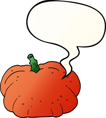 bir insan tarafından çizilmiş dil baloncuklu çizgi film balkabağı.