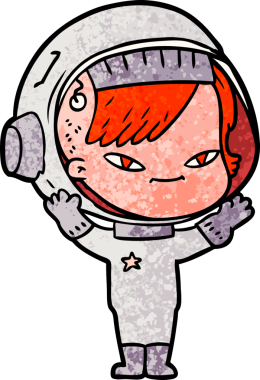 Bir insan tarafından çizilmiş astronot kadın.