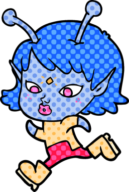 Bir insan tarafından çizilmiş güzel uzaylı kız.