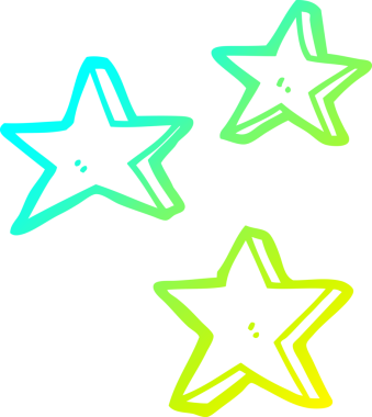 Bir insan tarafından çizilen çizgi film yıldızlarının soğuk gradyan çizgileri.