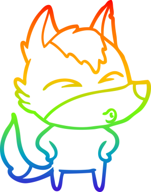 Gökkuşağı gradyan çizgi çizimi bir insan tarafından çizilmiş bir kurt çizgi filmi.