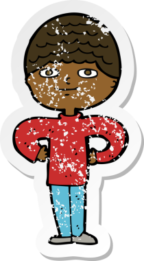 Bir insan tarafından çizilmiş gururlu bir karikatürün gerilemiş çıkartması.