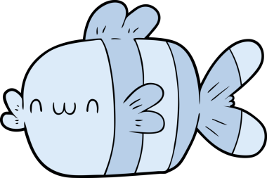 Bir insan tarafından çizilmiş şirin karikatür balığı.