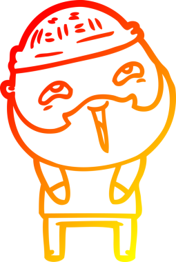 Bir insan tarafından çizilmiş mutlu sakallı bir adamın çizgi çizimi.