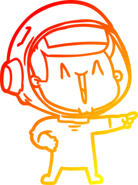 Bir insan tarafından çizilmiş mutlu bir astronotun sıcak çizgi çizimi