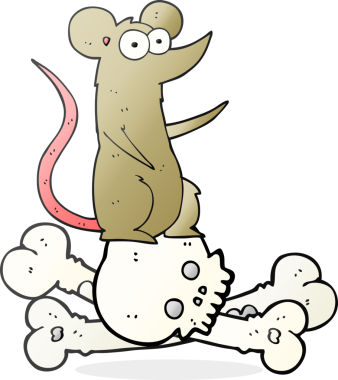 Bir insan tarafından çizilmiş kemikler üzerine çizilmiş serbest çizim faresi.