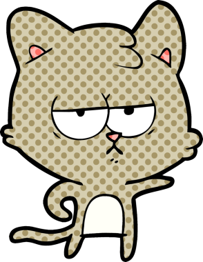 Bir insan tarafından çizilmiş sıkıcı çizgi film kedisi.