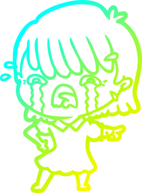 Bir insan tarafından çizilmiş ağlayan bir çizgi film kızı çizimi.